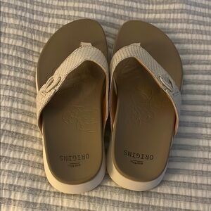 Origins earth Beige Flip Flops with Textured Strap